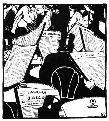 L'Âge du papier. Dessin de Félix Vallotton, Le Cri de Paris, no 52, 23 janvier 1898.